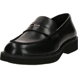 Mokkasiner med penny-detalje i børstet læder