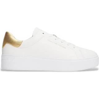 Leather Metallic Platform Court Trainers