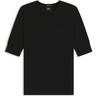 Slim fit sweater med korte ærmer i merinould