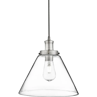 Pyramide pendellampe, sølv/klar, glas, Ø 29 cm, E27