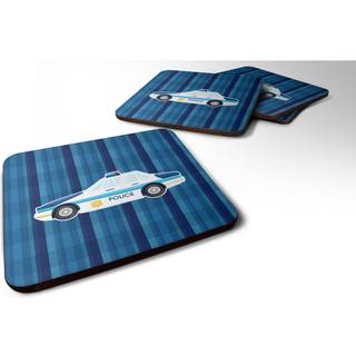 """" Caroline's Treasures Police Car Foam Coaster Set på 4 3,5 multicolor """"