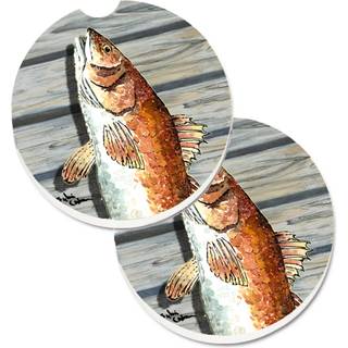 """" Caroline's Treasures Red Fish Set med 2 Cup Holder Car Coasters 8489Carc 2.56 Multicolor """"