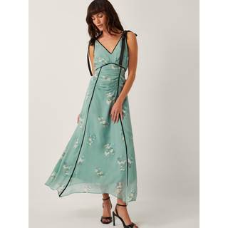 Monsoon Monsoon Green Giselle Floral Print Bow Midi Dress - 16
