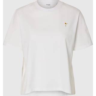 Broderet T-shirt Med Rund Hals