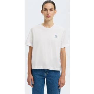 Broderet T-shirt Med Rund Hals