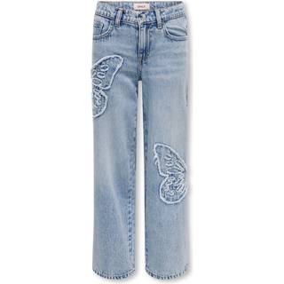 Kids Only Jeans Light Blue Denim Butterflies Med Sommerfuglebroderi - Str. 11y 146cm