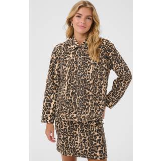 Kaffe Kaleonora Denim Jacket Jakker 10509819 Naturel Leopard Print (46)