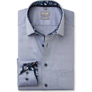 OLYMP Herren Hemd blau meliert Comfort Fit