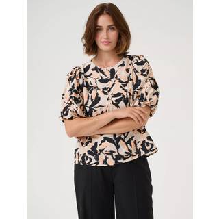 Kaffe Kapaco Blouse Bluser 10509633 Beige/Black/Peach Blurry Leaf (42)