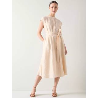 LK Bennett LK Bennett White Fran Pale Stone Linen Blend Utility Belted Dress - EU 36 (UK 8)