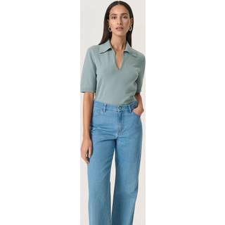 Soaked In Luxury Slspina Polo Pullover Ss Strik 30408051 Silver Blue (XSMALL)