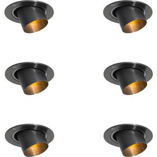 Sæt med 6 indbygningsspots Gunmetal GU10 35mm rund vipbar - Installa