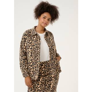 Kaffe Curve Kcleonoma Denim Jacket Jakker 10583077 Naturel Leopard Print (48)