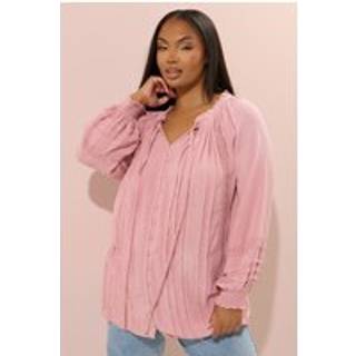 Yours Curve Yours Curve Pink Long Sleeve Boho Pintuck Blouse