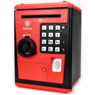 LIKE Toy Piggy Bank Pengeboks Fingeraftryk ATM Bank ATM Machine Penge M?ntsparekasse til b?rn (r?d)