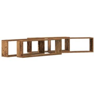 Væg Hylde 4 Dele Gammelt Træ 80 X 15 X 26 Cm Konstrueret Træ