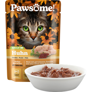 Pawsome Voksen vådfoder til katte med kylling 105.29 DKK/1 kg (28 x 85.0g)