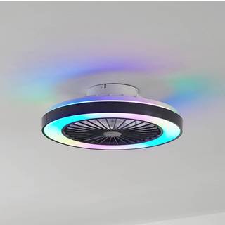 Lindby LED-loftventilator Teleo, Ø48 cm, sort, DC, Tuya