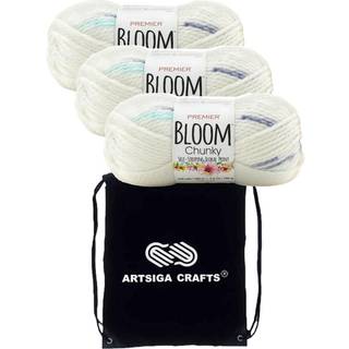 Premier Yarns Bloom Chunky Sea Holly 1114-20 (3-SKEINS-Samme farvestof) Chunky voluminøs #5 akrylgarn til hækling og strikning med projektpose