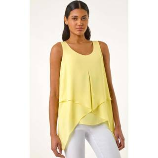 Roman Roman Yellow Asymmetric Sleeveless Vest Top