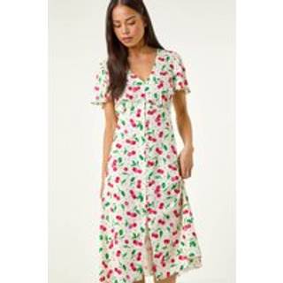 Roman Roman Petite Cherry Tryk Button Midi Kjole
