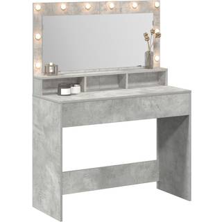 Makeupbord Med Hylde Betongrå 100 X 41 X 135 Cm Konstrueret Træ