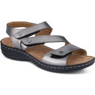 Pavers Pavers Grey Touch Fastening Cushioned Leather Sandals