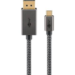 USB-C 3.1 til DisplayPort datakabel, tekstil, sort/grå, 1m