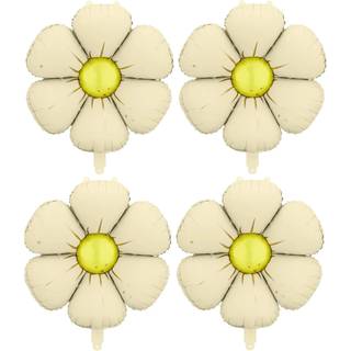 4 stk. Folieballon Guirlande Tusindfryd creme – Sommerfestens Elegante Dekoration 45 cm