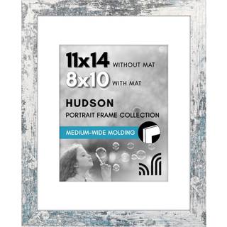 AmericanFlat 11x14 Billedramme med knust -resistent glas - passer 8x10 fotos med Mat eller 11x14 uden Mat - Hudson Collection - Uhyggelige hvide