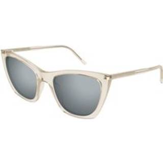 SAINT LAURENT Kvinde SL 214 KATE THIN 004 Solbriller Acetat Beige Sølv Cat Eye