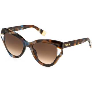 Furla Kvinde SFU886V 09UV Solbriller Acetat Havana Brun Geometrisk Normal Skygge