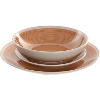 Spisestel Home ESPRIT Hvid Orange Stentøj 18 Dele