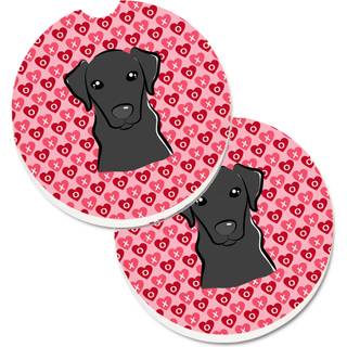 """" Caroline's Treasures Black Labrador Hearts Set med 2 Cup Holder Car Coasters 2.56 Multicolor """"