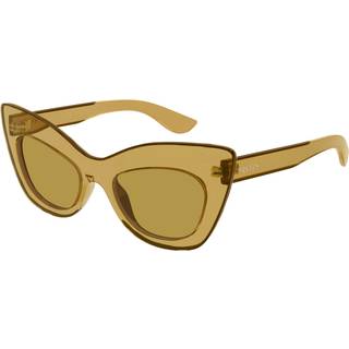 Alexander McQueen Kvinde AM0516S 002 Solbriller Bio-injekt Gul Brun Cat Eye