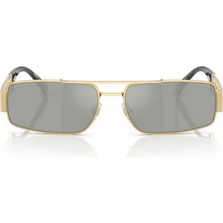 Versace Mand VE2257 100230 Solbriller Metal Guld Grøn Firkantet Spejlet