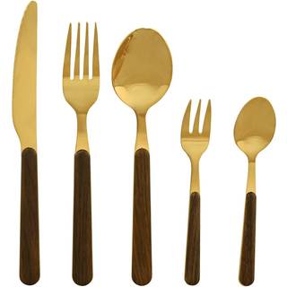 Bestik Home ESPRIT Brun Gylden Rustfrit stål ABS 17 x 7 x 24 cm 20 Dele