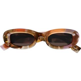 Gucci Kvinde Gucci GG1907S 002 Solbriller Acetat Havana Brun Rund