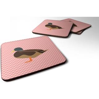 """" Caroline's Treasures Silver Bantam Duck Pink Check Decorative Coasters 3.5 multicolor """"