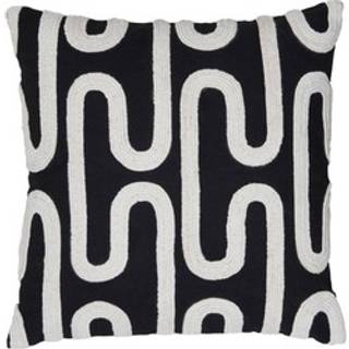 Light & Living Light & Living Black 100% Cotton Oshawa Geometric Texture Cushion