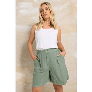 Yours Curve Yours Curve Green Chambray Elastic Waist Shorts