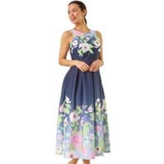 Roman Blomster Tryk Border Scuba Midi KjoleEU 42 (UK 14)