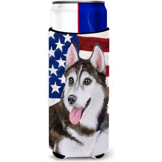 """"Caroline's Treasures Siberian Husky #2 Patriotic Decorative Can Hugger Slim Multicolor""""