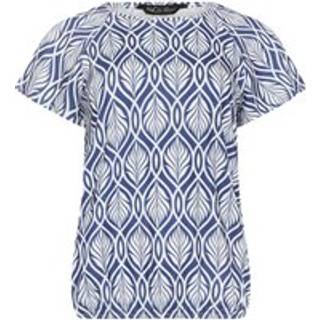 M & Co M & Co Blue Petite Abstract Scoop Neck Top