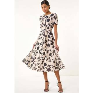 Roman Flower Tryk Pleat Neck Midi KjoleEU 46 (UK 18)