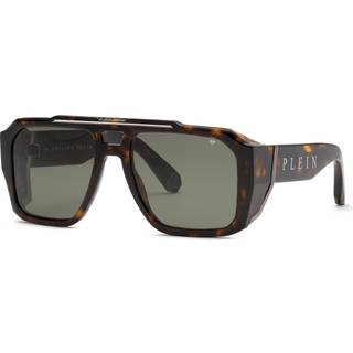 Philipp Plein Mand SPP184M PLEIN MASTER 722 Solbriller Acetat Havana Grøn Geometrisk Normal