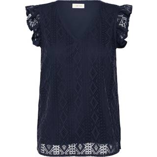 Cream Crdanika Flounce Top Bluser 10614206 Navy Blazer (36)