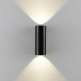 Udendørs væglampe CAN, sort, 2 lyskilder, Ø 8 cm IP65 metal GU10