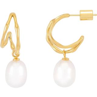 Estella Bartlett Estella Bartlett Gold Tone Molten Pearl Double Hoop Earrings