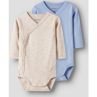 Name It Body 2-pak Chambray Blue Og Peyote Melange Med Wraplukning - Str. 6m 68cm